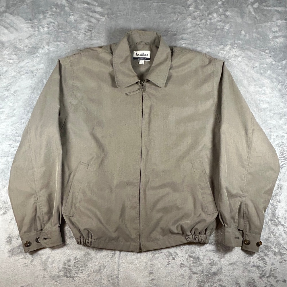 Jos A Bank Sportswear Brown Micro Houndstooth Harrington Jacket Mens Medium